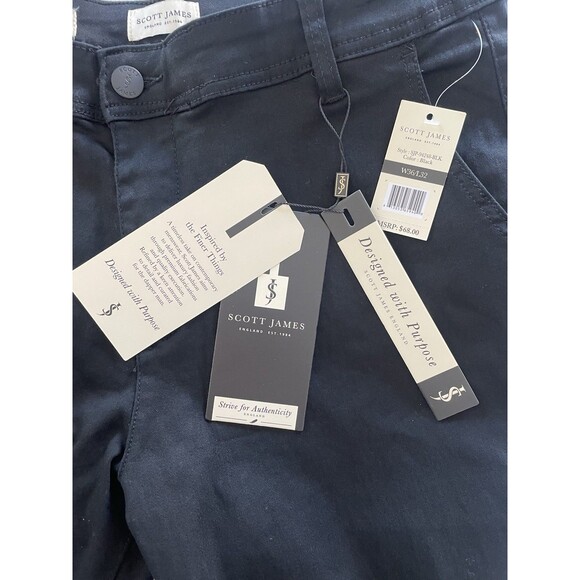 Scott James Slim Fit Stretch Pants Men's 36x32 5-Pocket SJP-94248-Blk Black - Picture 10 of 16